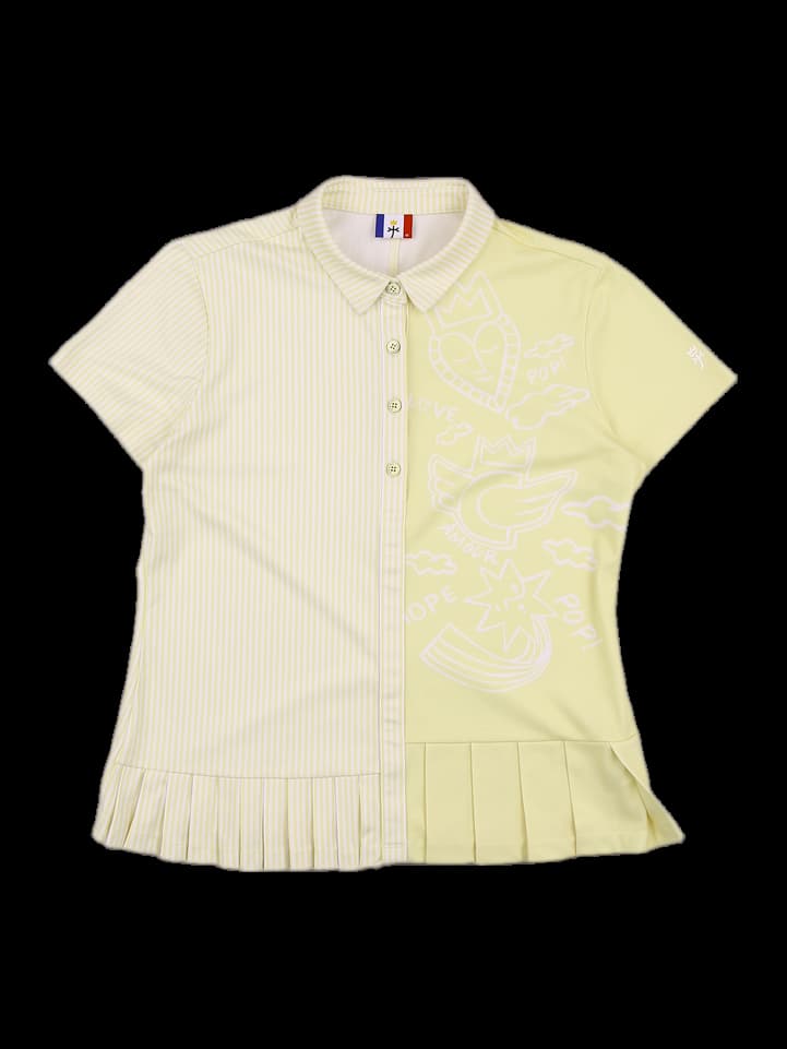 하프 포인트 반팔 프릴 카라티