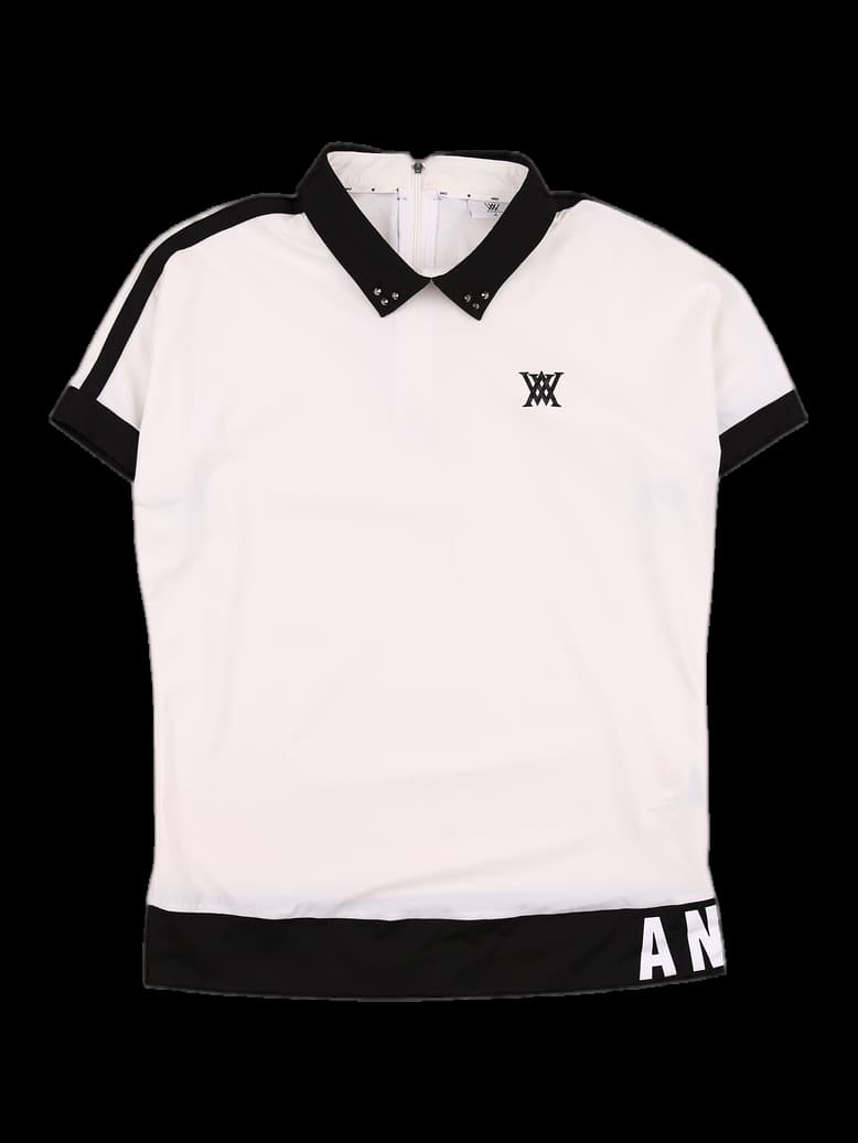 컬러 포인트 반팔 카라티