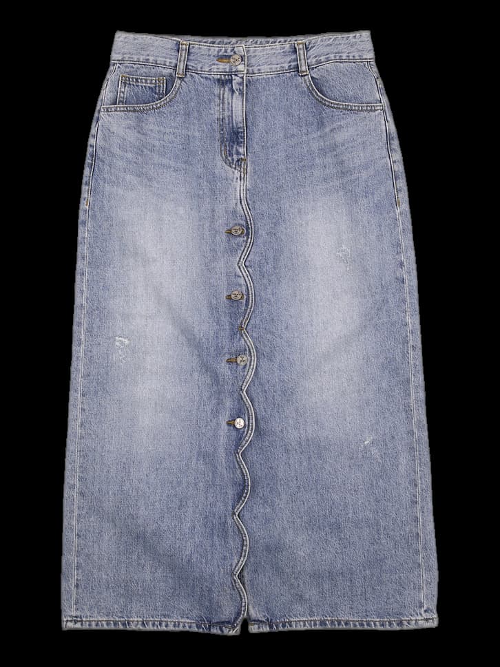 단추 포인트 롱 스커트