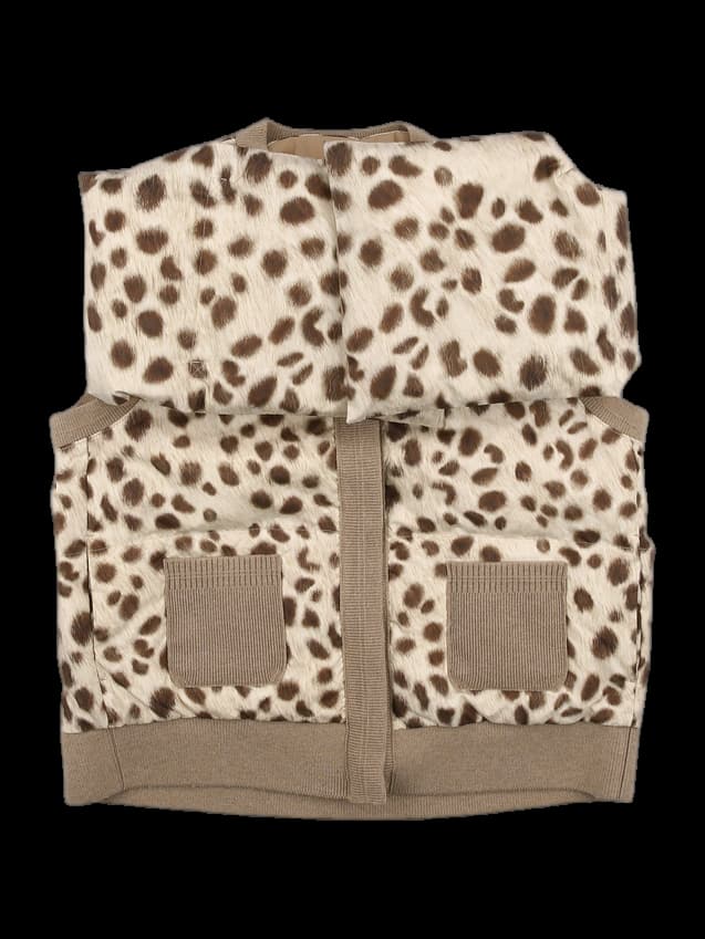 레오파드 구스 다운 베스트 앤 머플러