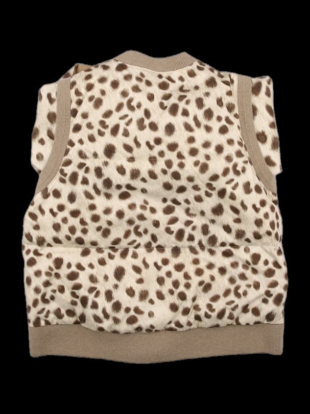 레오파드 구스 다운 베스트 앤 머플러