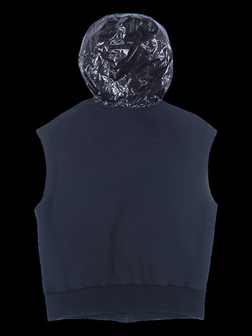 후드 배색 베스트 점퍼