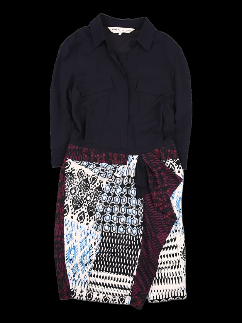 패턴 배색 원피스