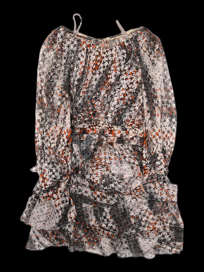 벨티드 패턴 쉬폰 원피스