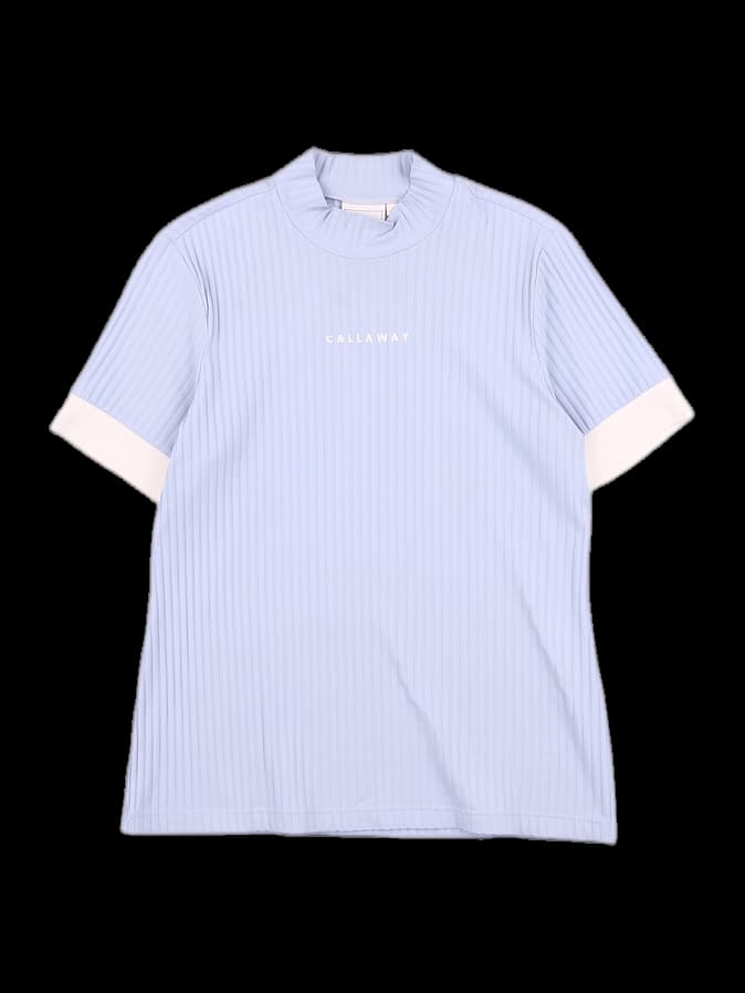 하프넥 리브드 반팔 티셔츠