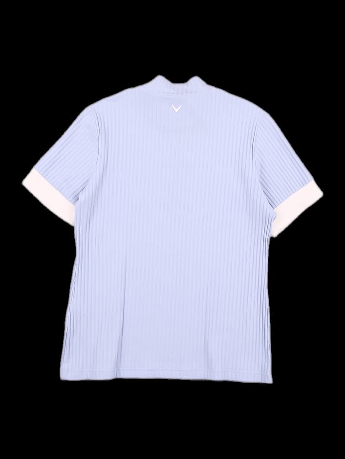 하프넥 리브드 반팔 티셔츠