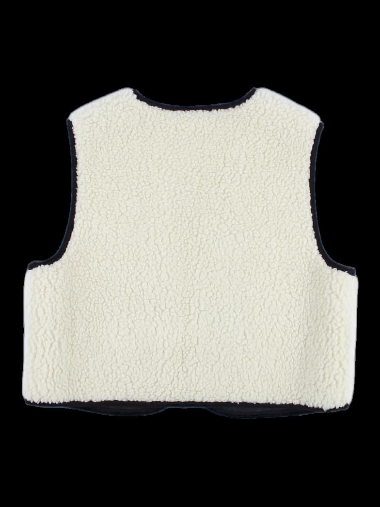 부클 레더 베스트 점퍼