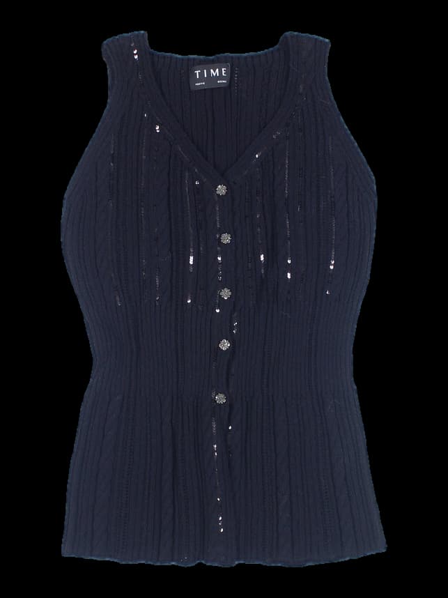 스팽글 니트 베스트