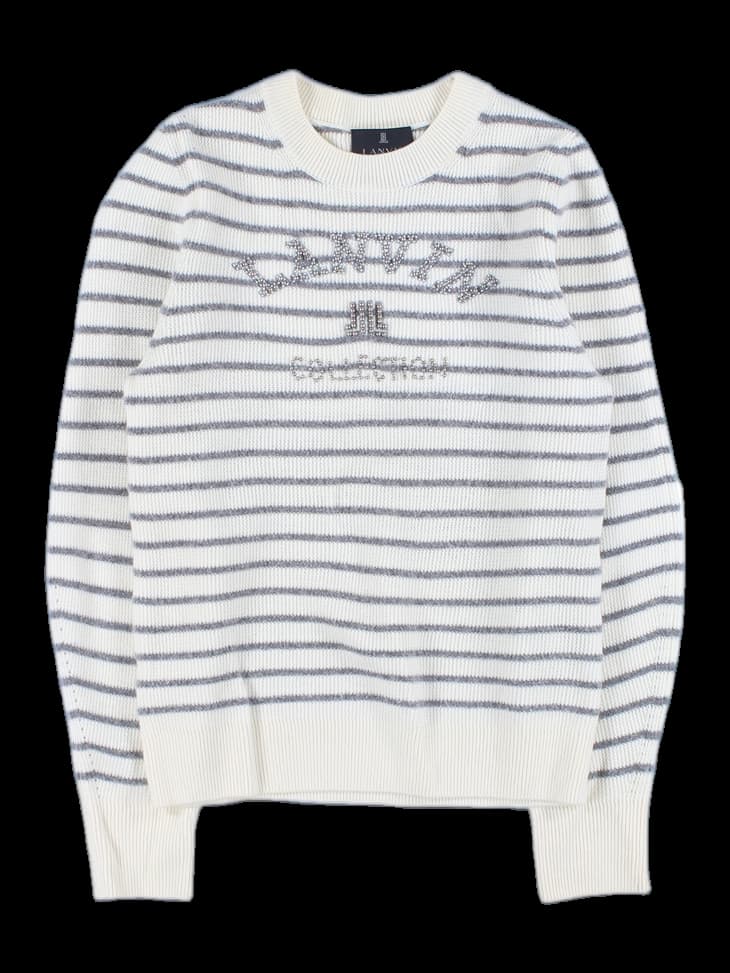 비즈 스트라이프 긴팔 니트