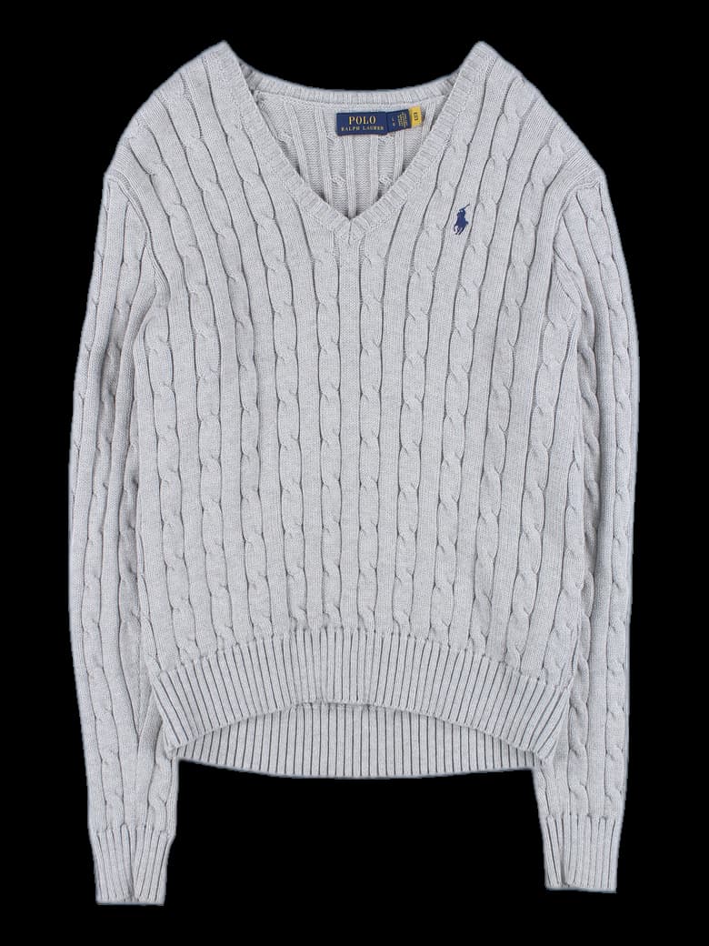 브이넥 케이블 긴팔 니트