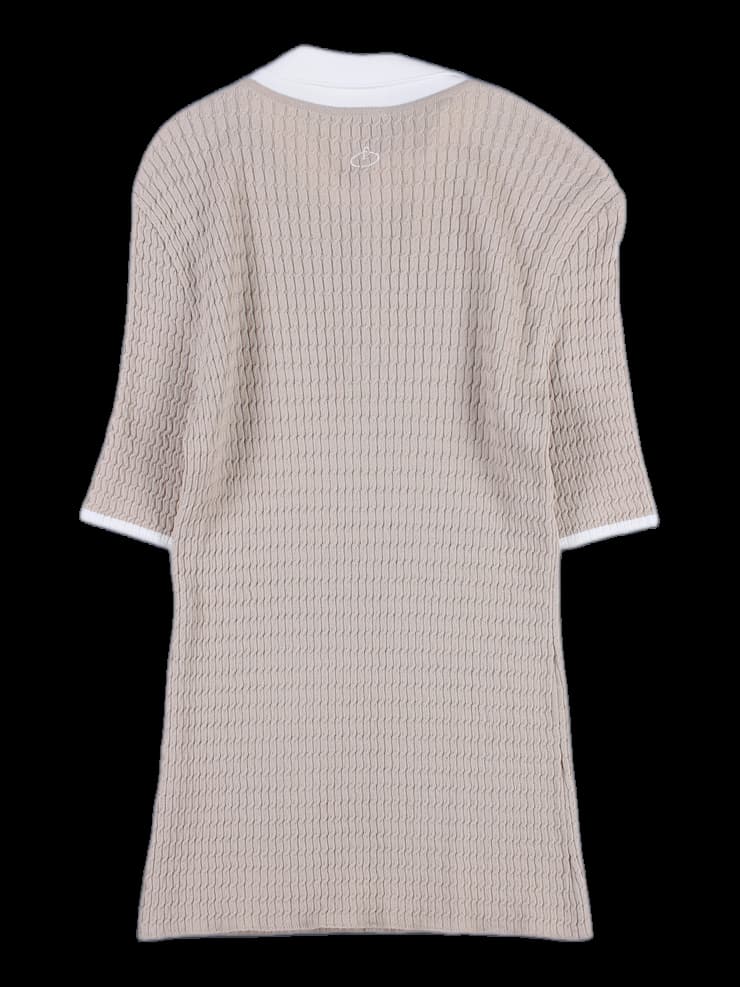 케이블 카라 반팔 니트