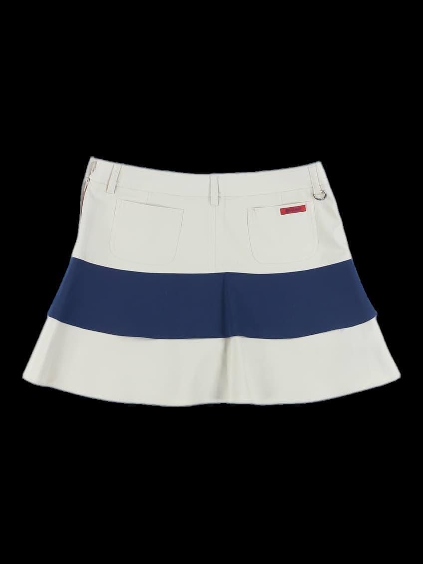 배색 플레어 스커트