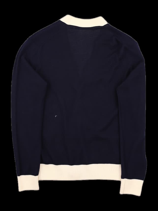 배색 긴팔 가디건