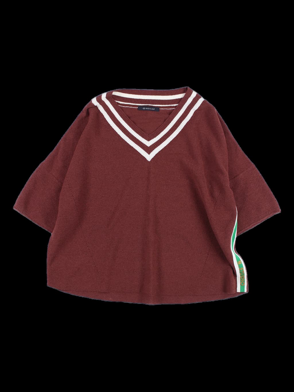 브이넥 반팔 니트 티