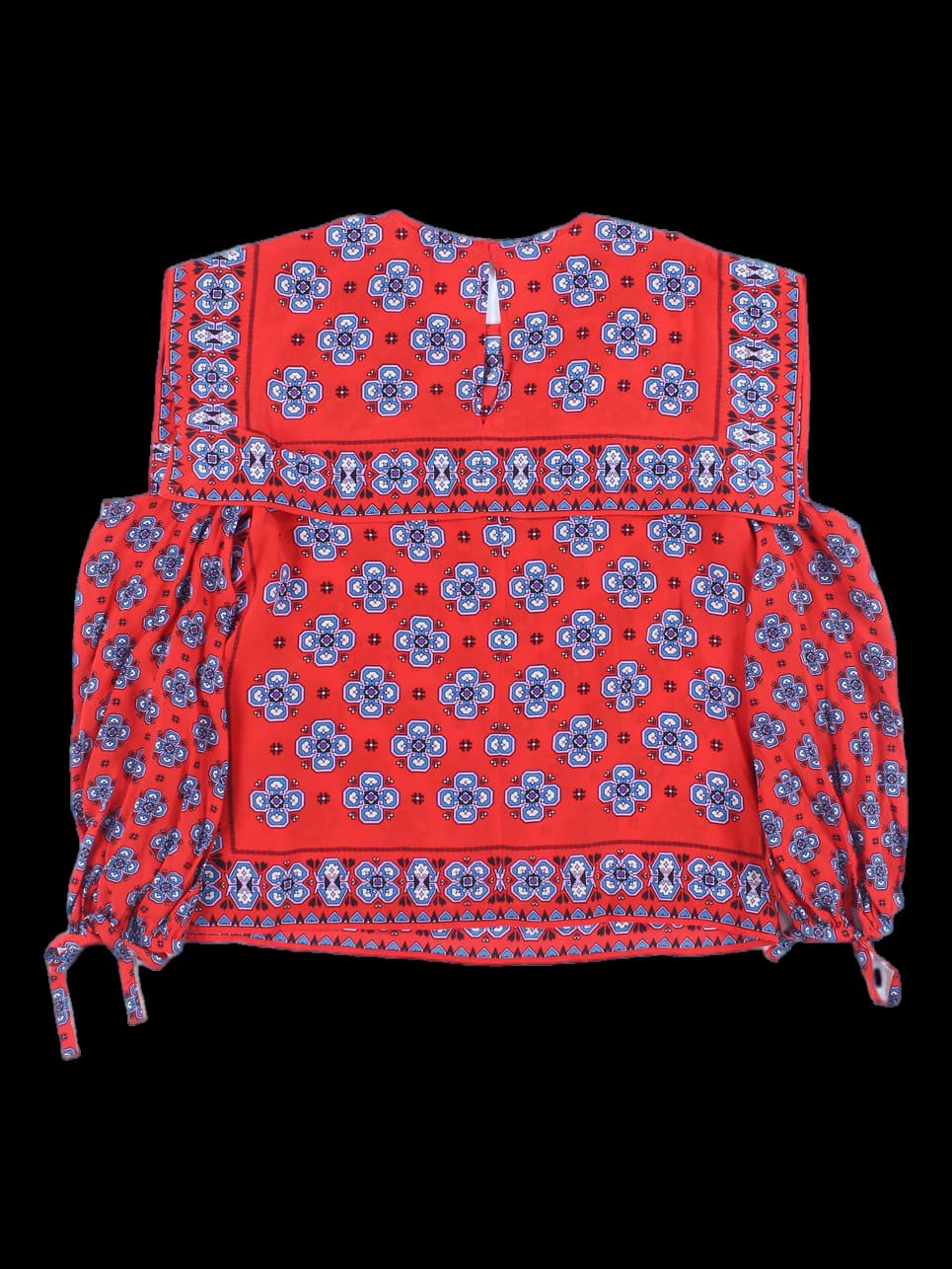 프린트 절개 소매 블라우스