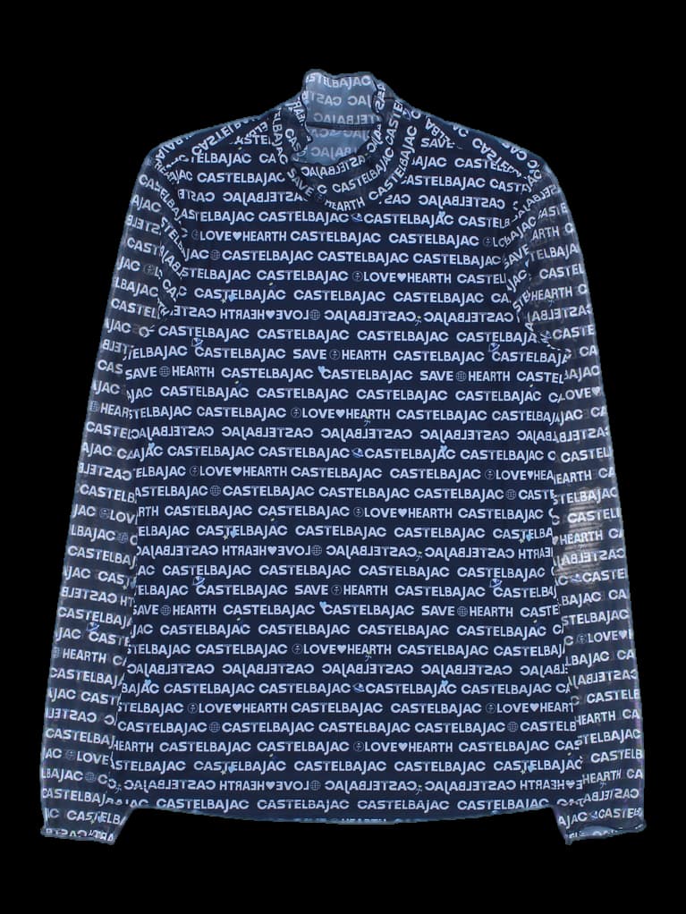 매쉬 소매 프린트 긴팔 티