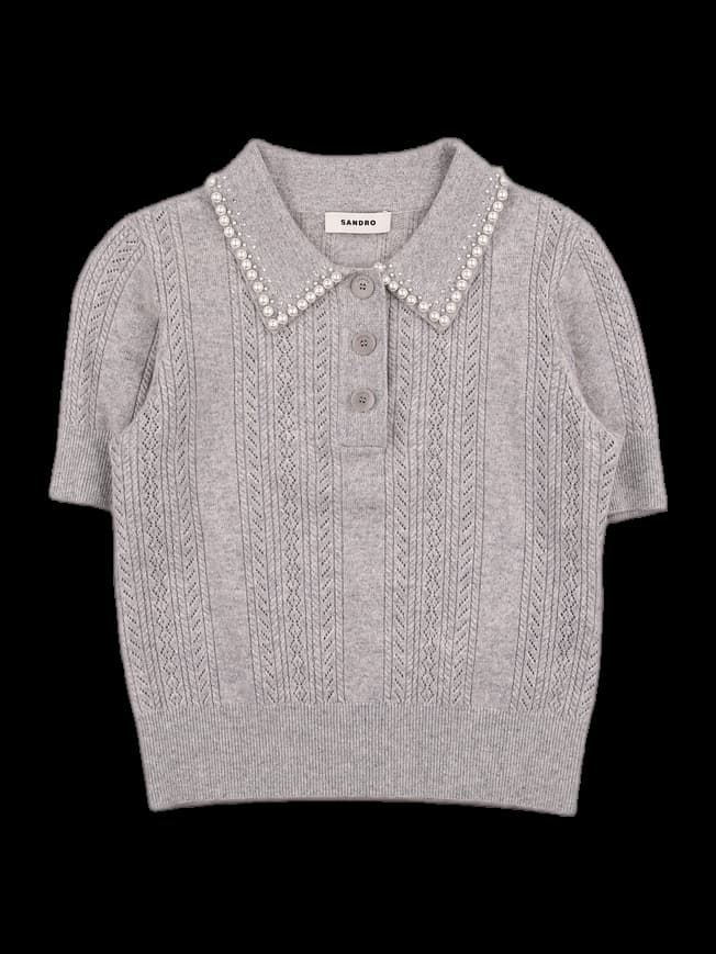 큐빅 케이블 반팔 니트