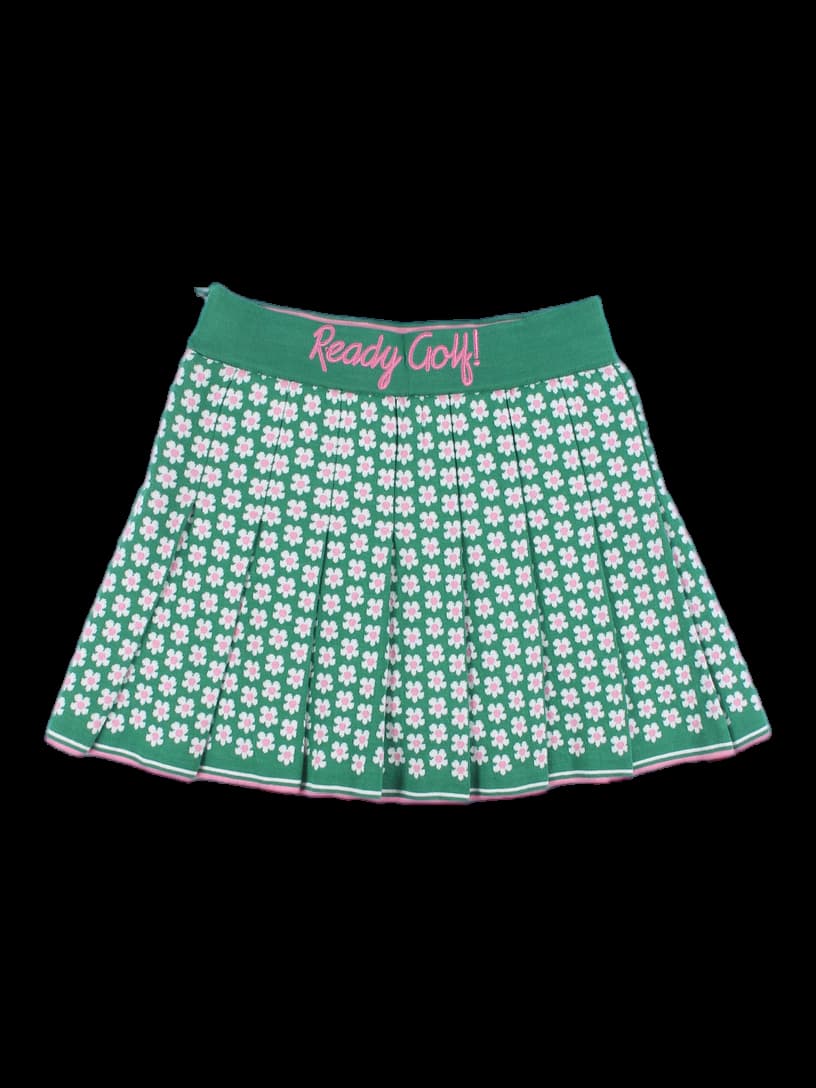 플라워 니트 플리츠 스커트