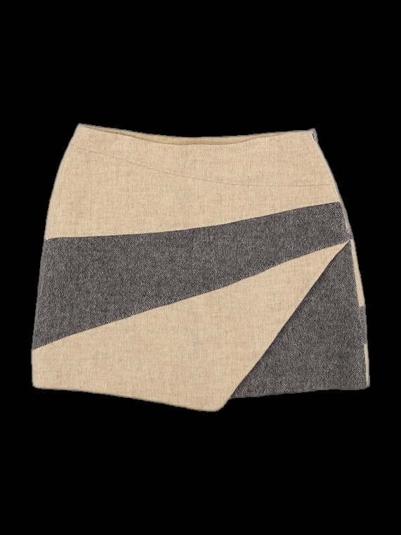 울 배색 스커트