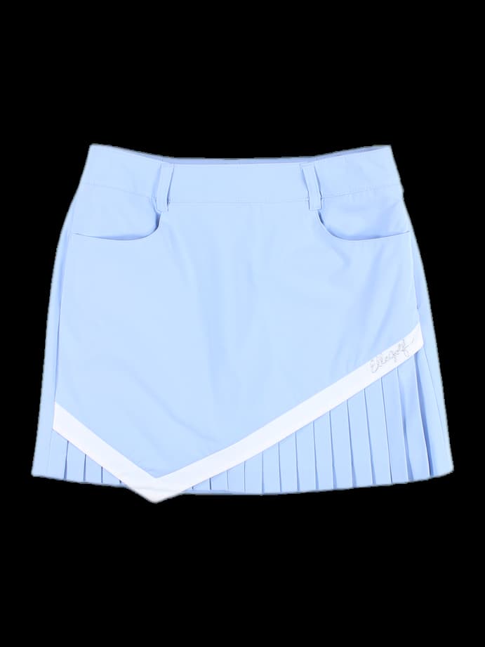 배색 포인트 주름 스커트