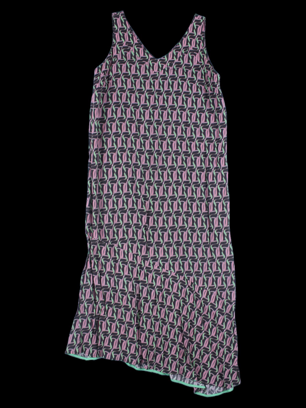 프린트 민소매 롱 원피스