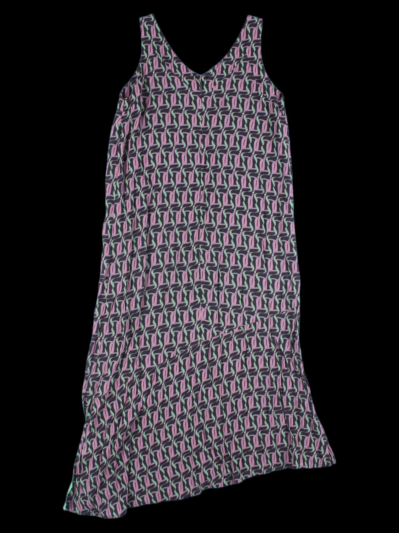 프린트 민소매 롱 원피스