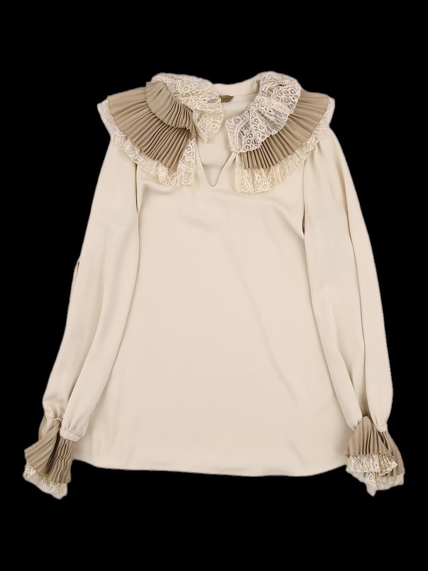 플리츠 레이스 블라우스