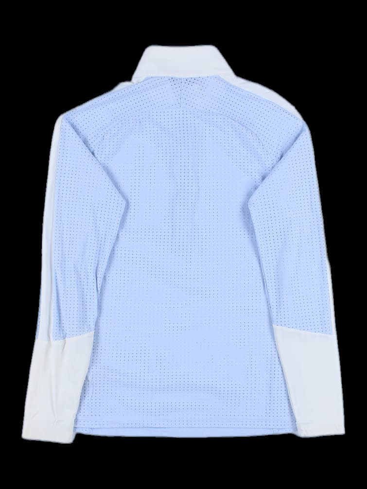 펀칭 패브릭 배색 하이넥 티셔츠