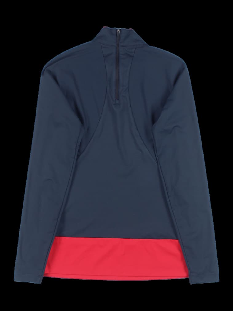 컬러 포인트 반목 하프 집업 티