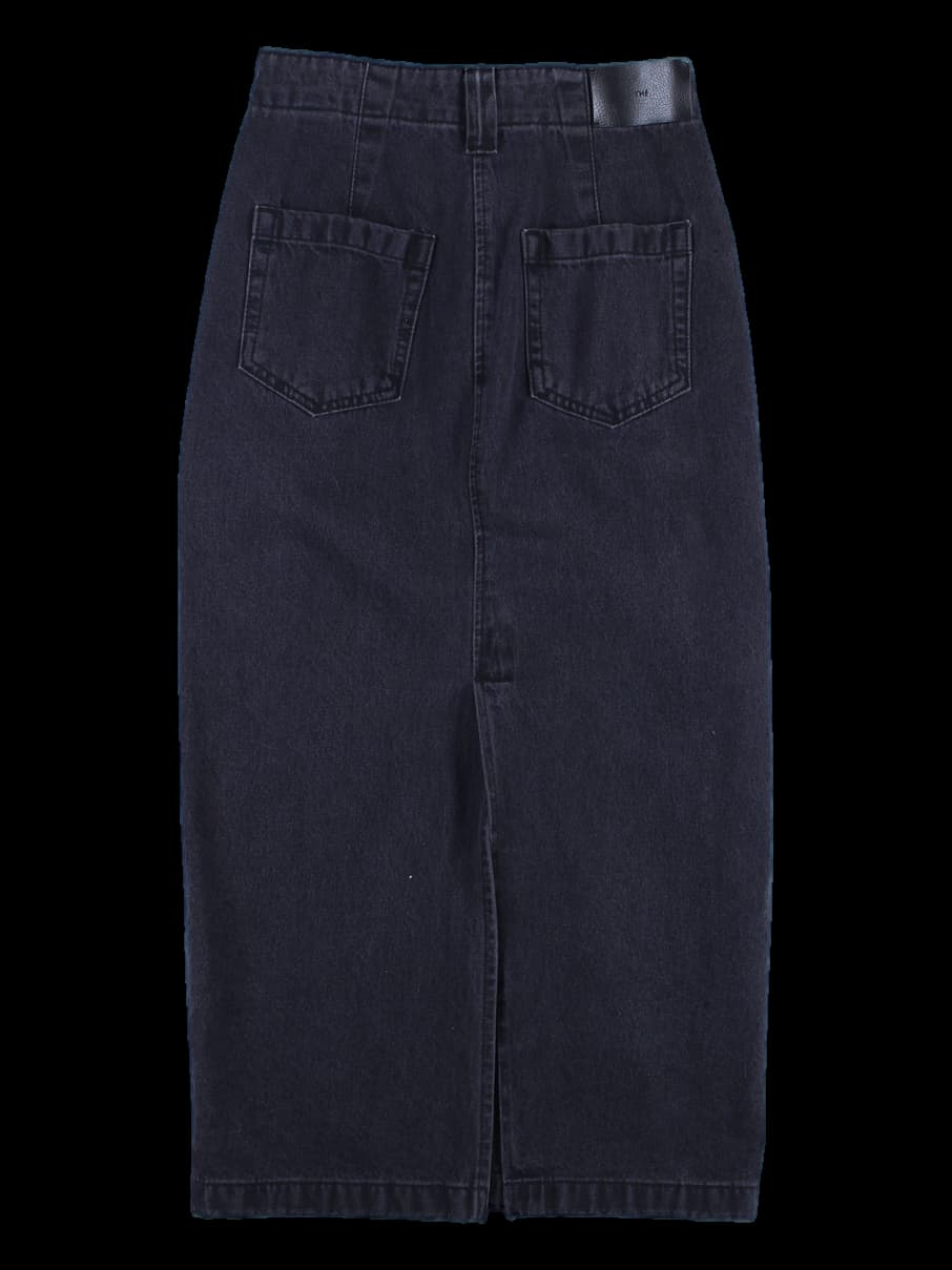 뒷 트임 핀턱 청 스커트