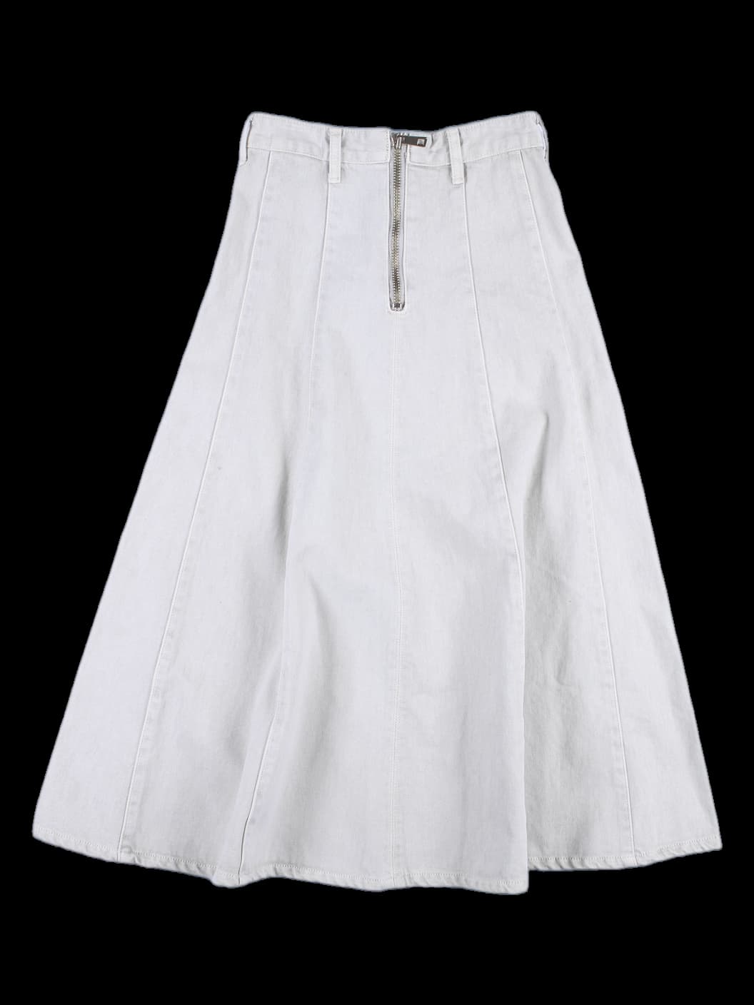 앞지퍼 플레어 롱 청스커트