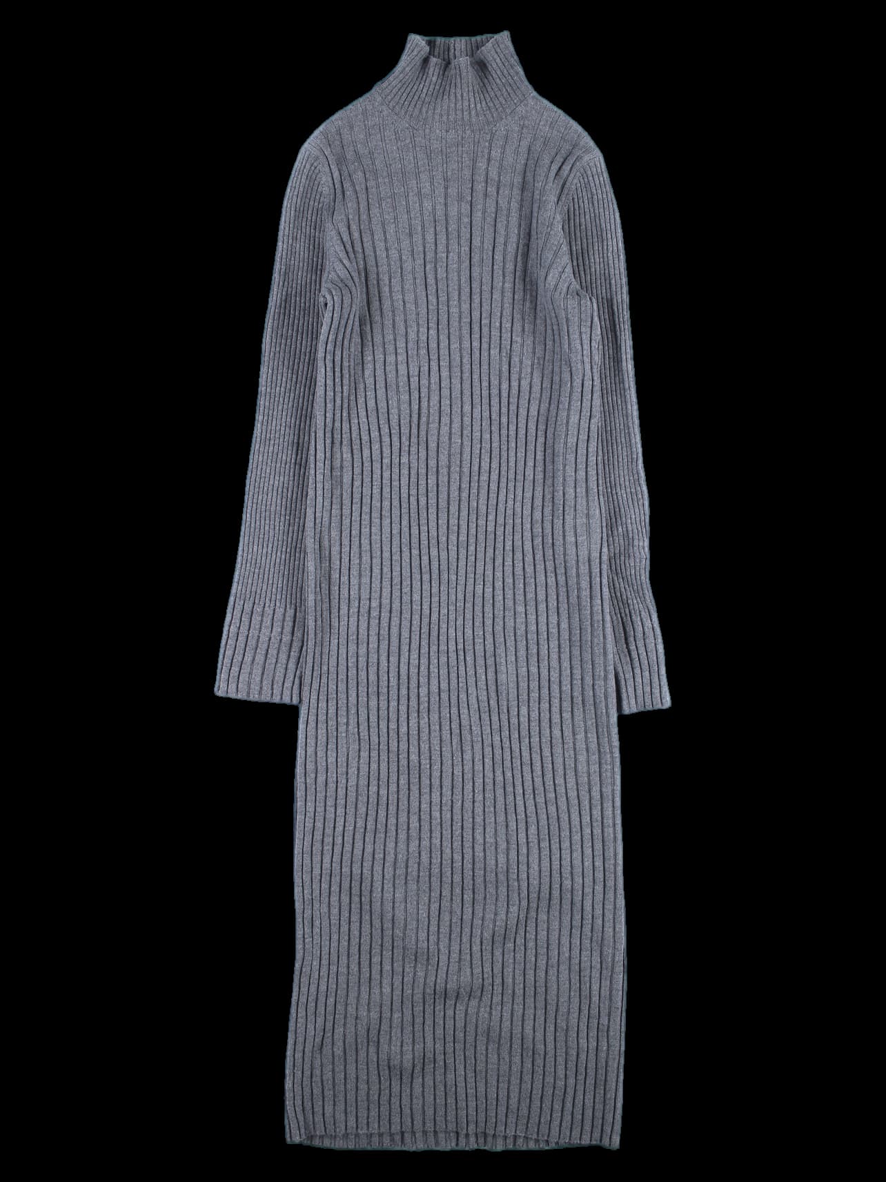 하이넥 골지 롱 니트 원피스