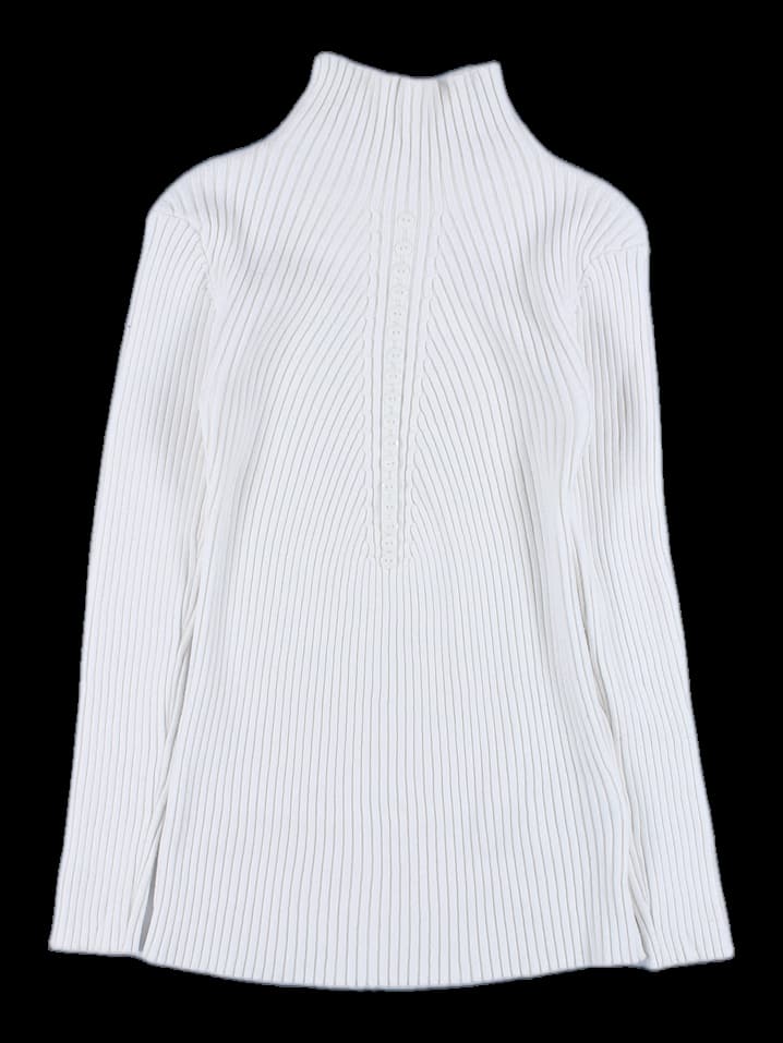 리브드 버튼 니트