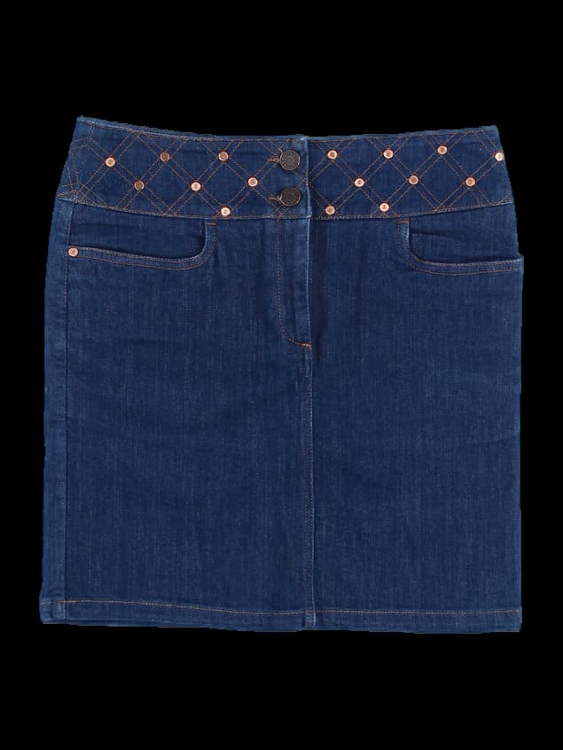 스티치 데님 스커트