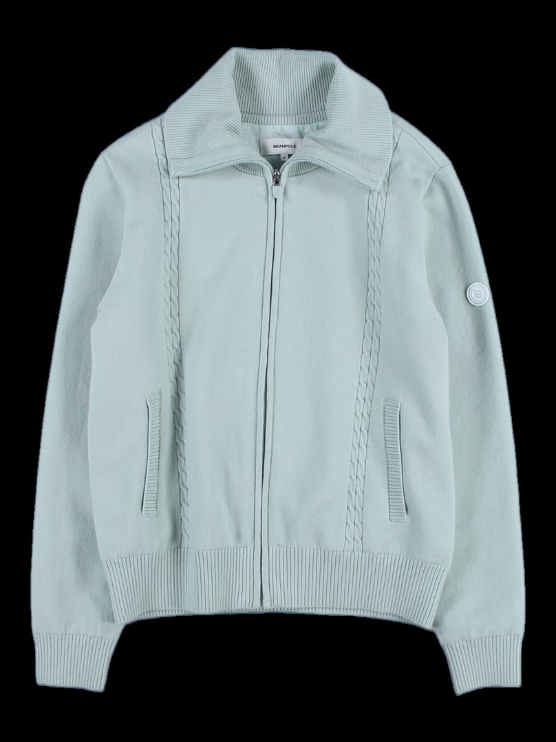 하이넥 니트 집업 가디건