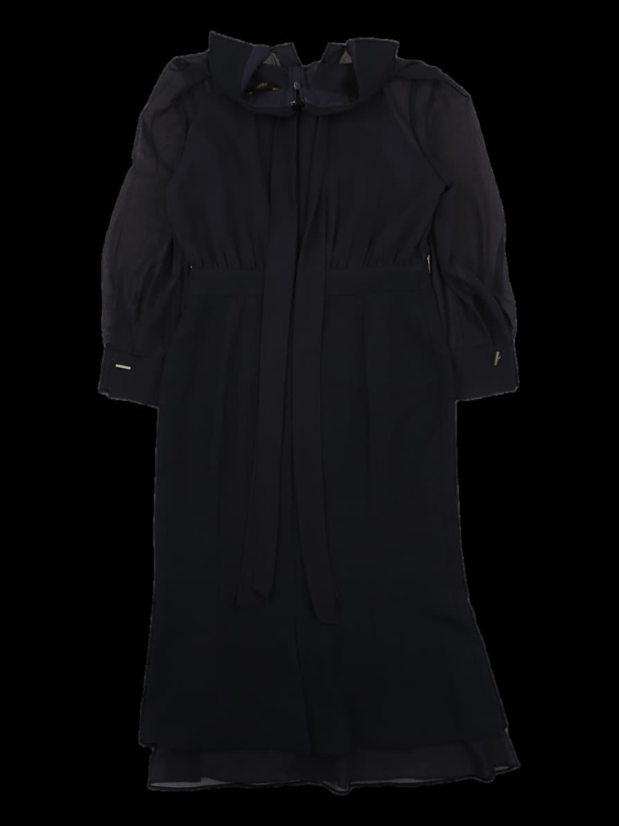 버튼 포인트 원단 배색 카라 원피스