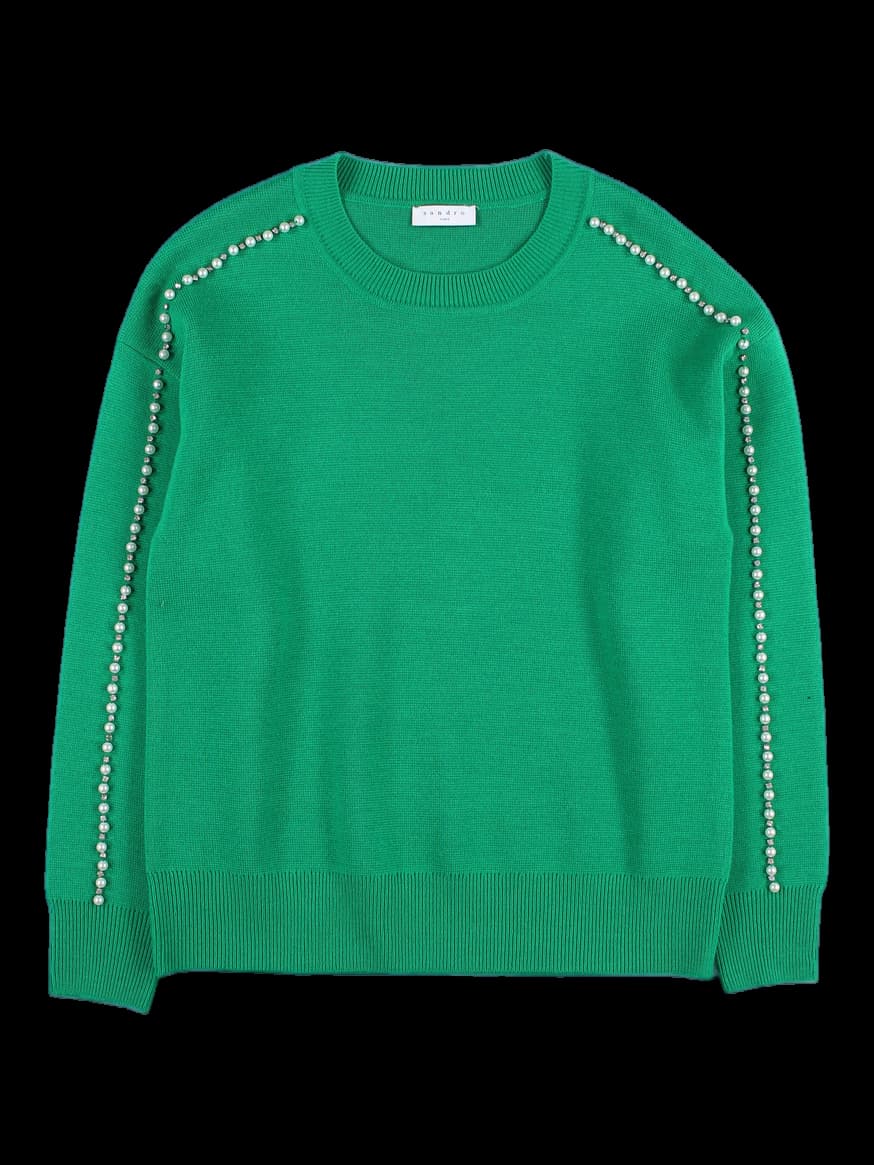 큐빅 펄 라인 긴팔 니트