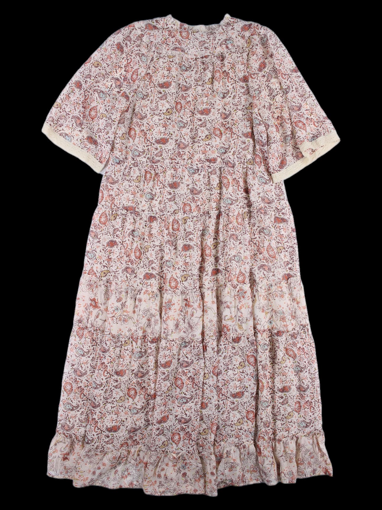 패턴 쉬폰 롱 원피스