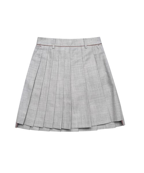 울 언밸런스 플리츠 큐롯(MELANGE GREY)