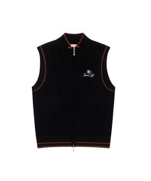 케이블 하이넥 풀오픈 베스트 우먼(BLACK)