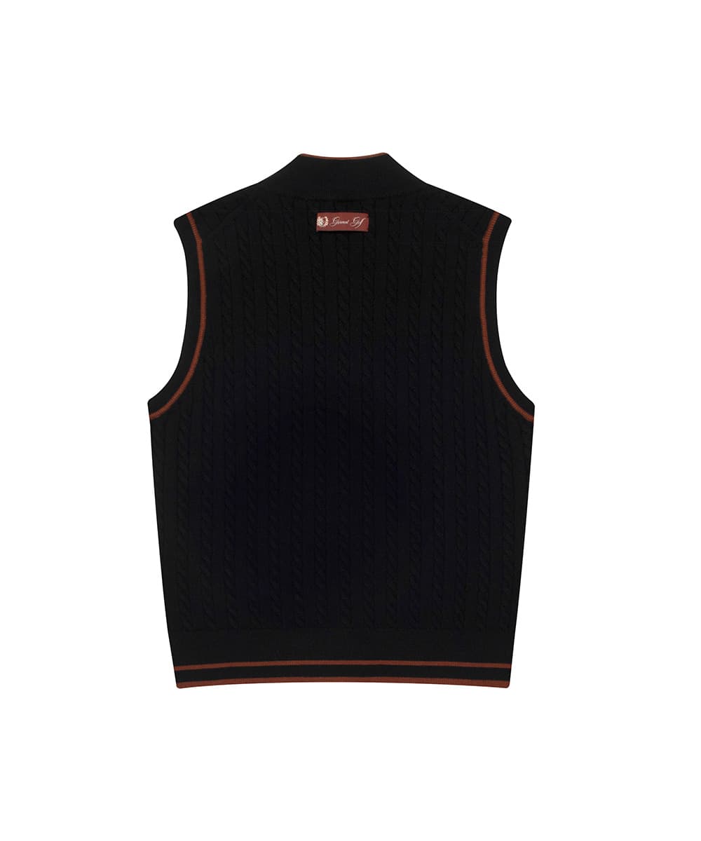 케이블 하이넥 풀오픈 베스트 우먼(BLACK)