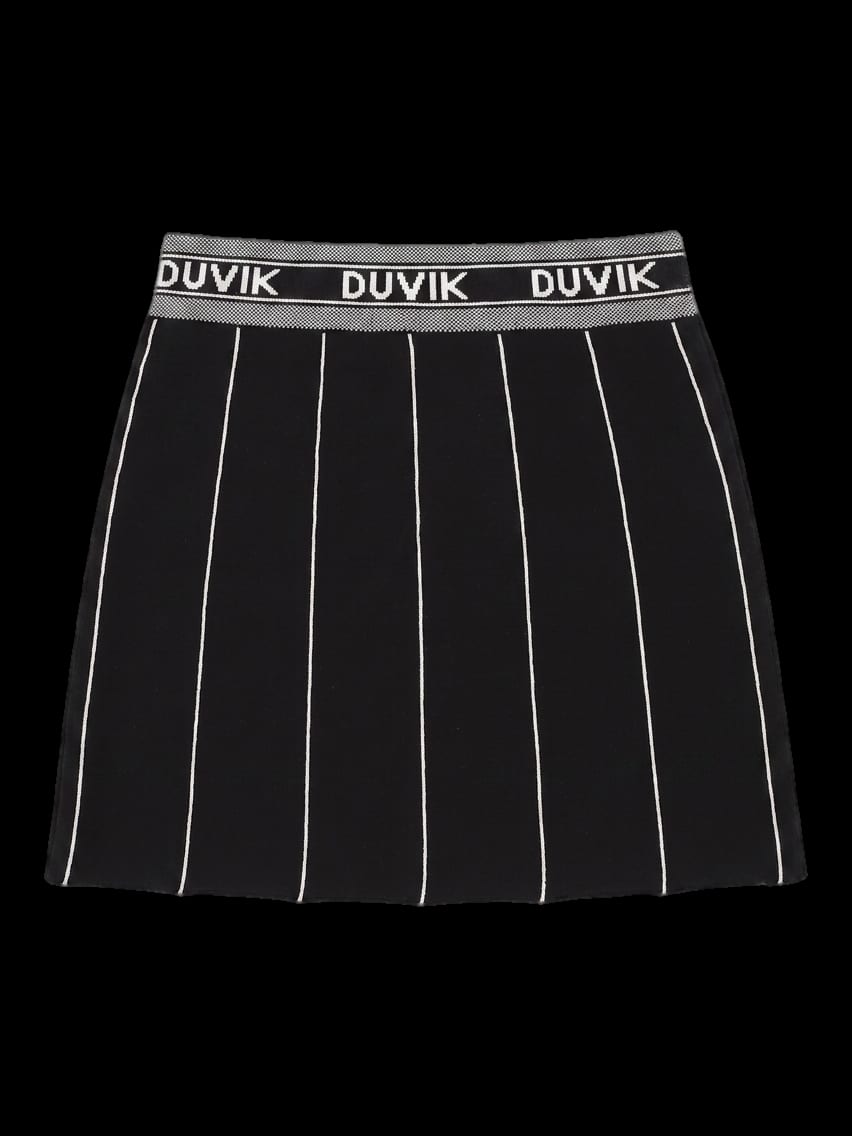 블랙 화이트 세로 스트라이프 니트 스커트