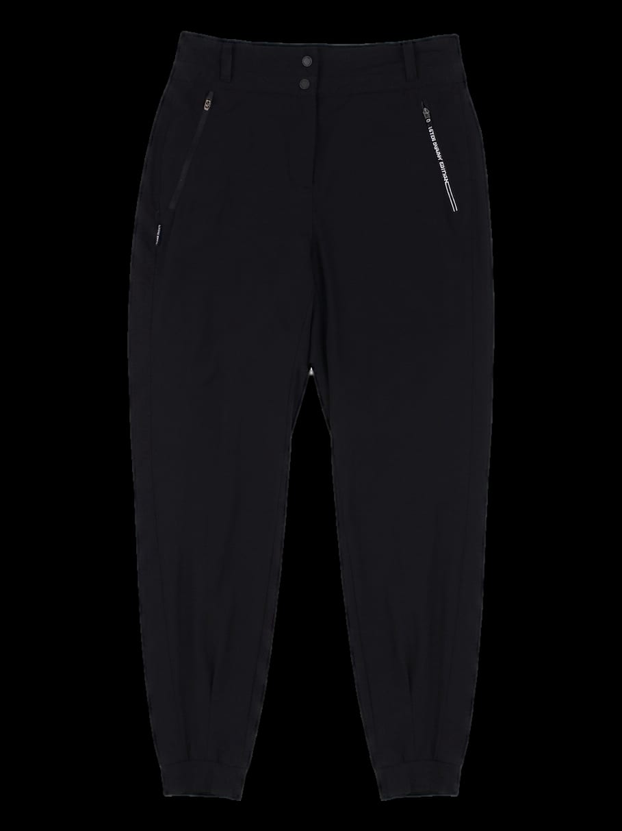 블랙 하이웨이스트 테이퍼드 핏 조거 팬츠