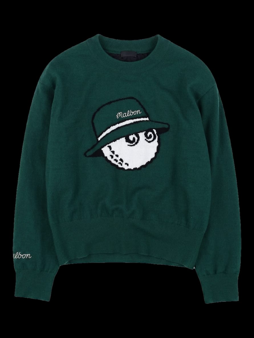 그린 캐릭터 자수 긴팔 니트