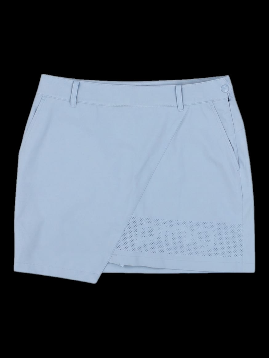 스카이블루 랩 스타일 펀칭 디테일 큐롯 스커트