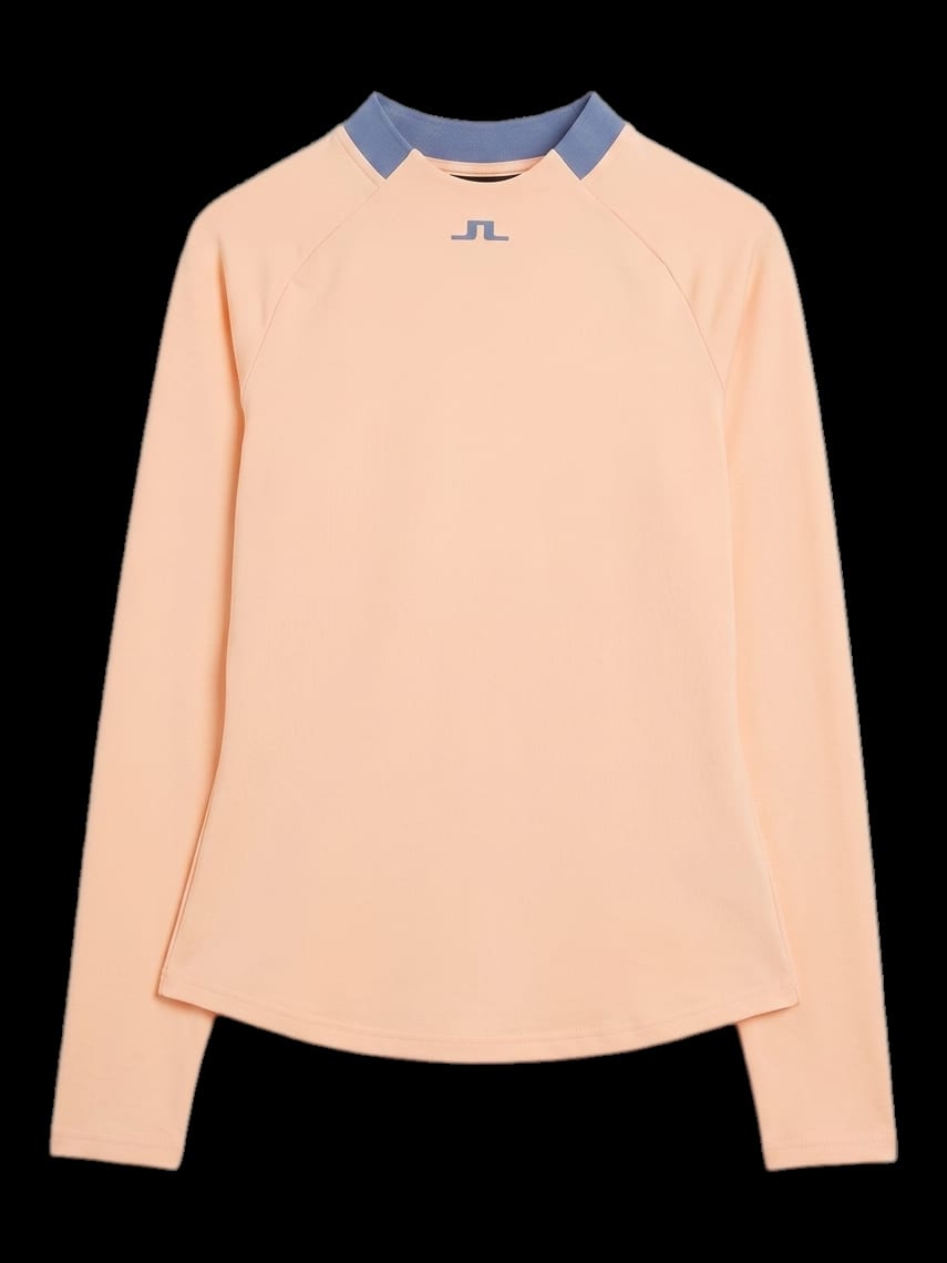 오렌지 모크넥 긴팔 티셔츠