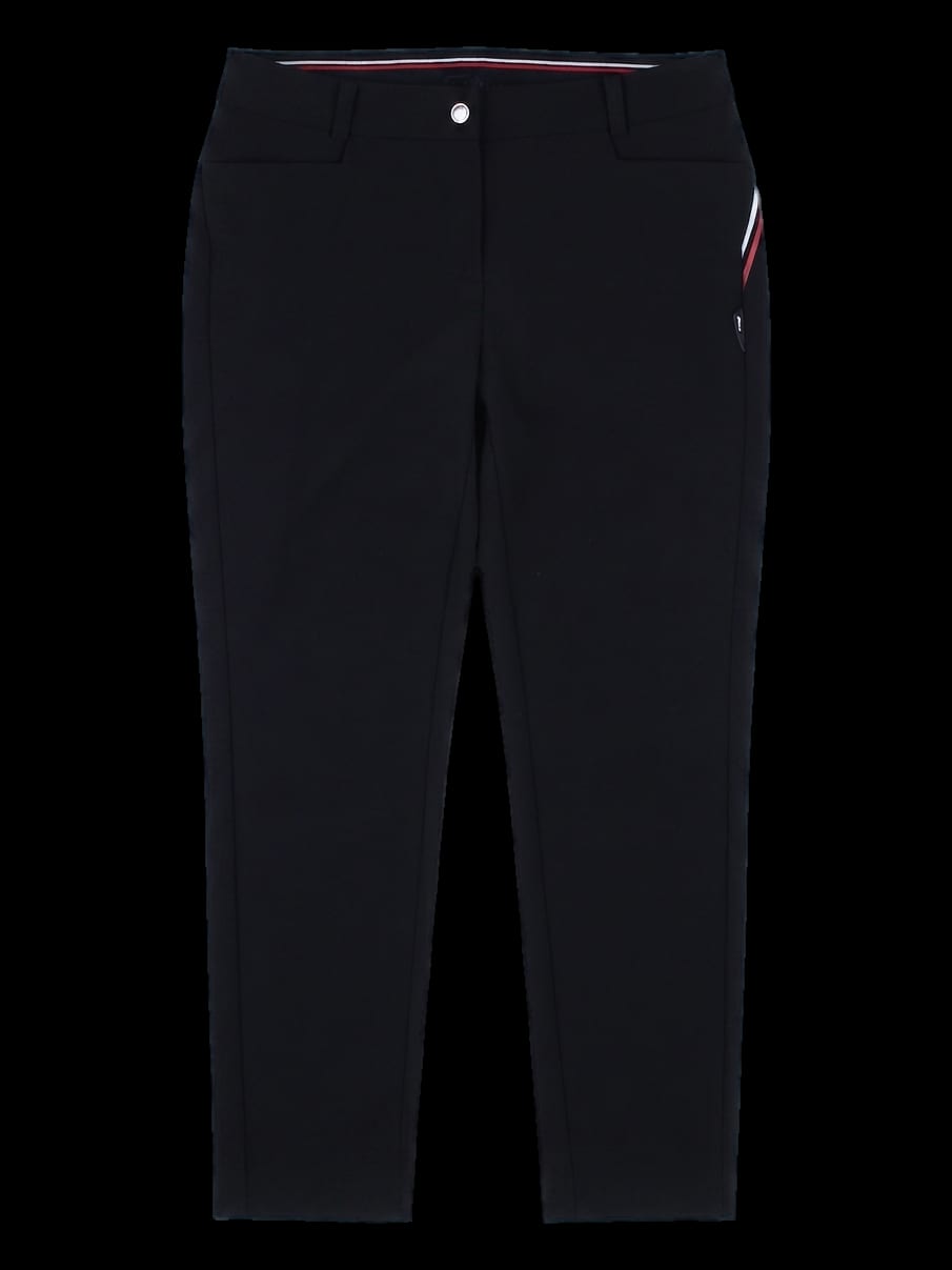 블랙 사이드 스트라이프 슬림 핏 긴바지