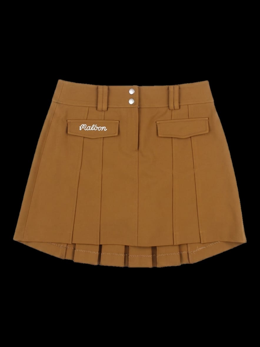 브라운 플리츠 미니 스커트
