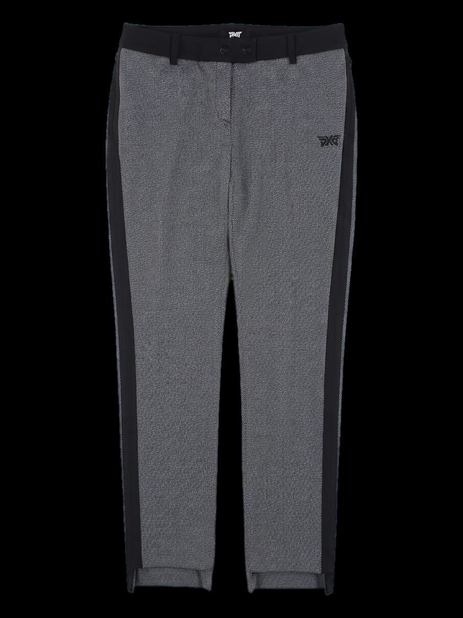그레이 헤링본 사이드 배색 팬츠