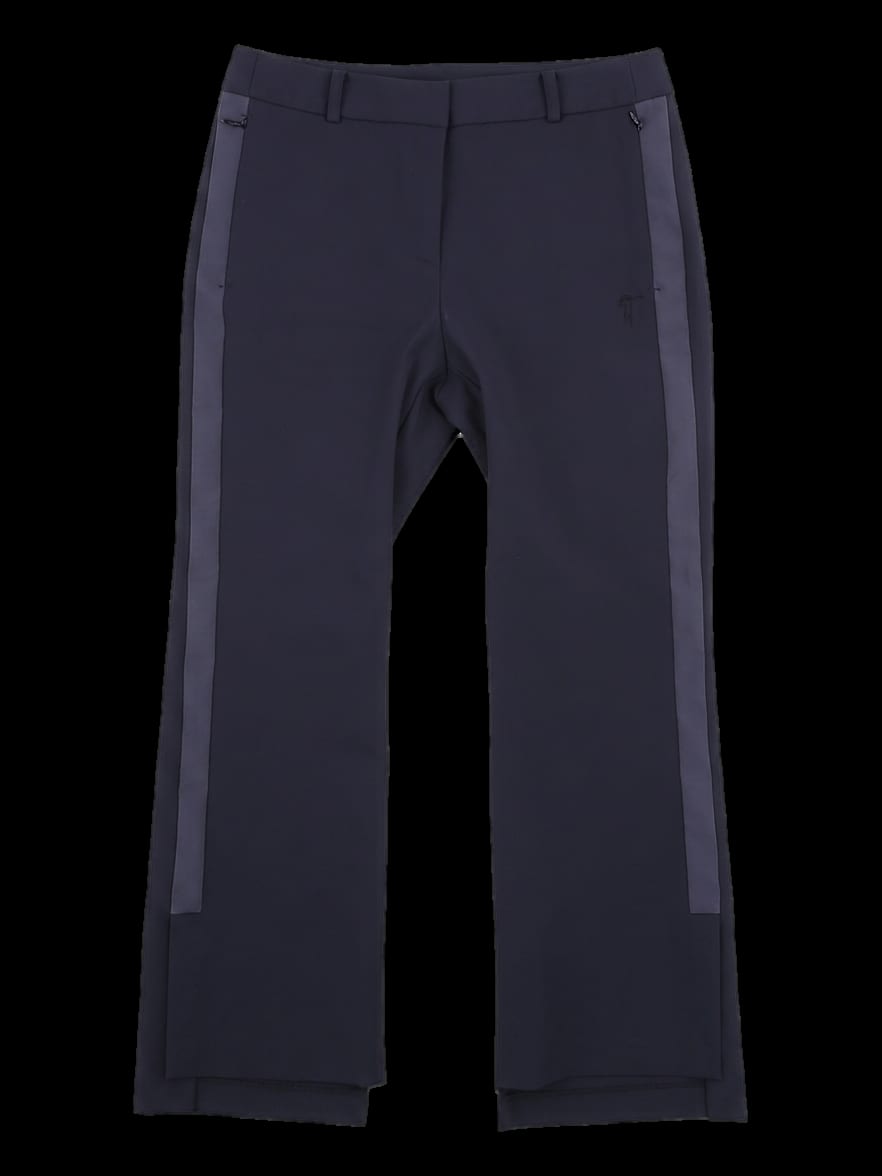 네이비 사이드 테이프 크롭 슬릿 긴바지